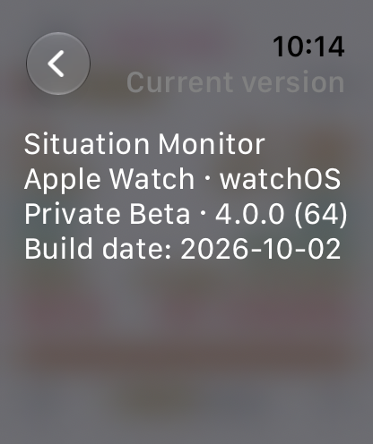Current version: Apple Watch · watchOS, version and build date